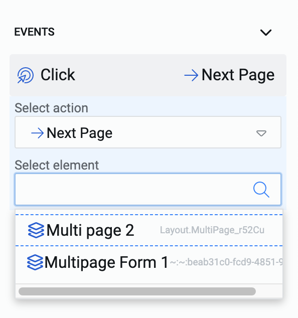 Image showing Next page action settings